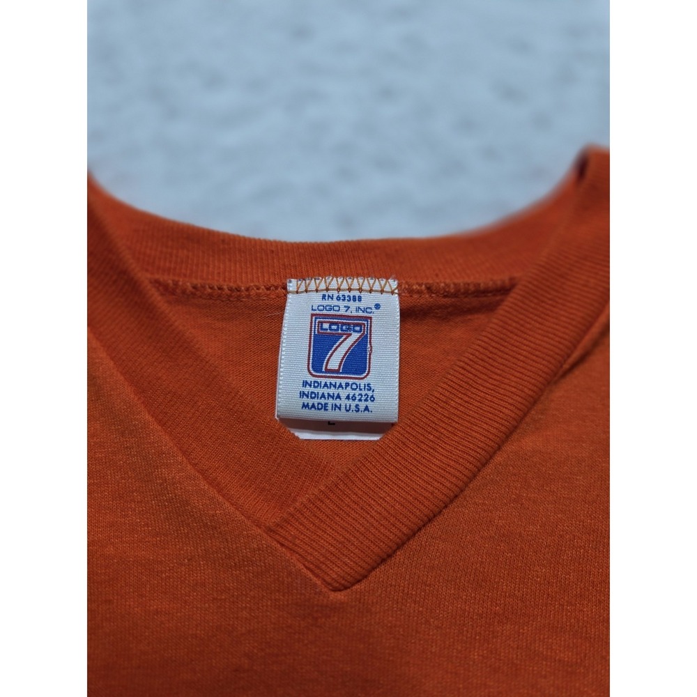 Vintage 1989 Denver Broncos AFC Champions Tee Size Large Logo 7 USA Orange Rare - Picture 3 of 8